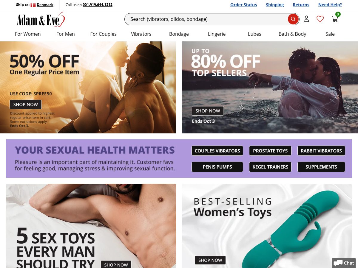 Adam & Eve homepage, captured 29 Sep