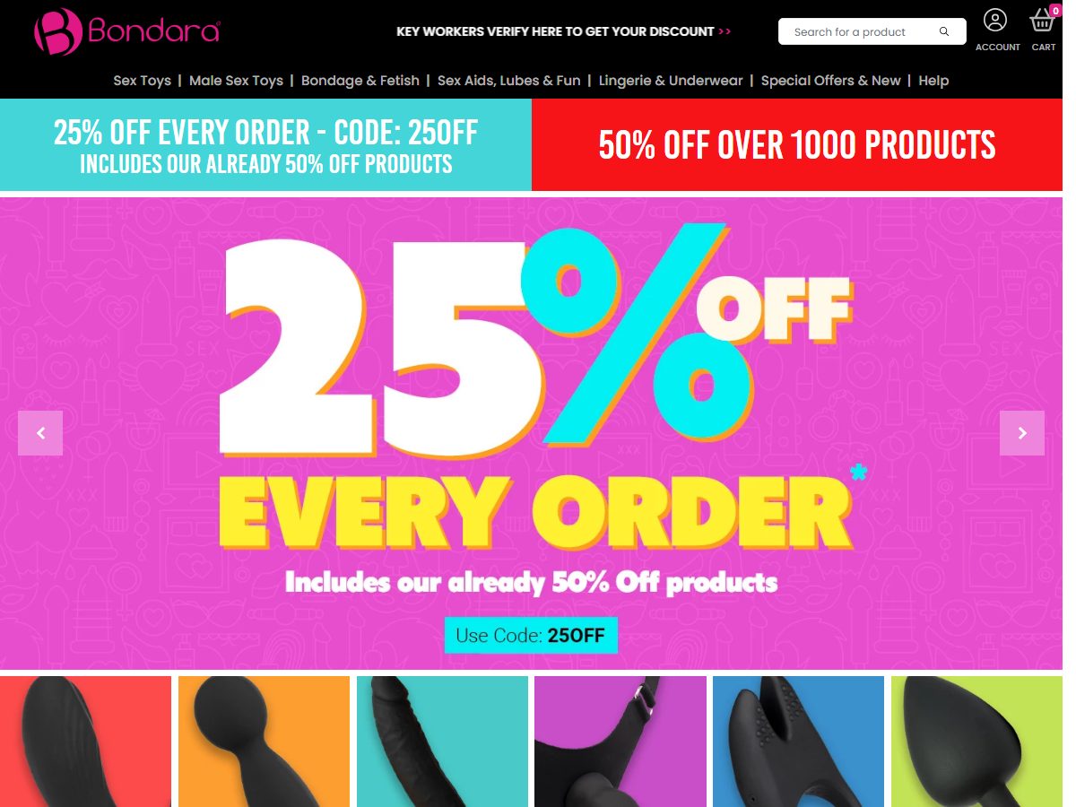 Bondara homepage, captured 29 Sep
